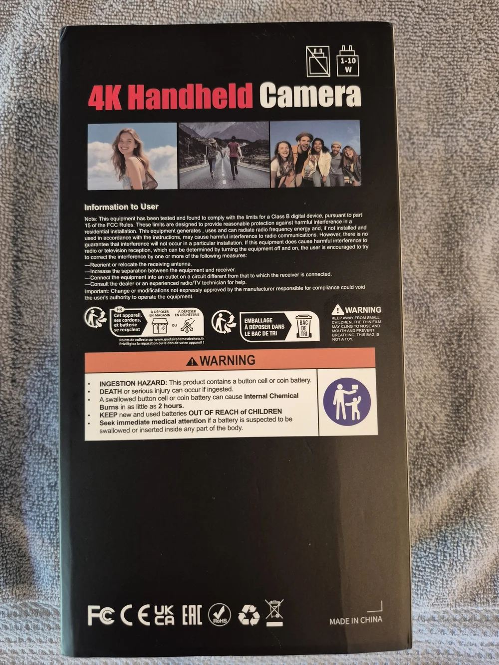 Handheld 4K Ultra HD Black Video Camera with Two-Axis Gimbal.